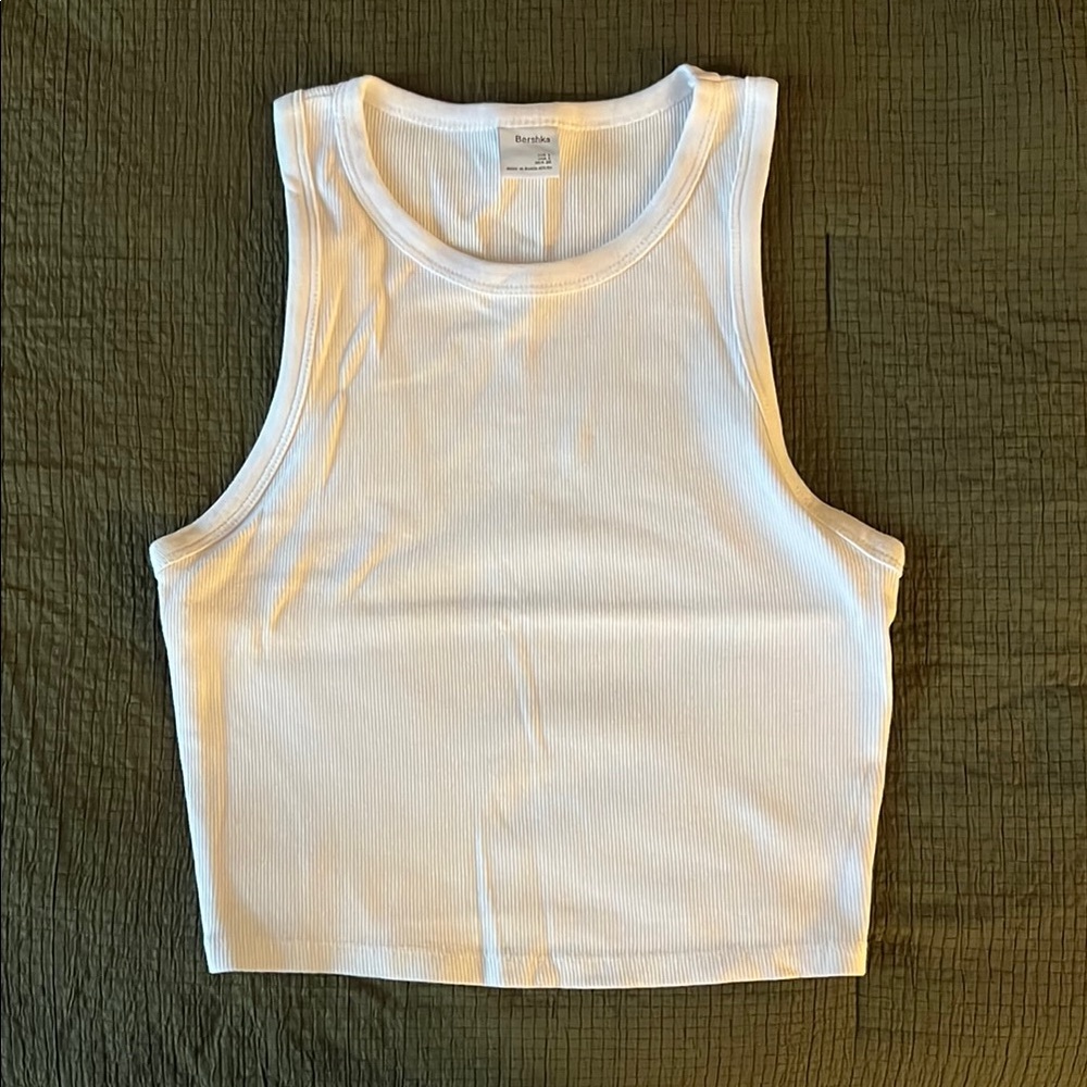 Bershka White Crop Top Essential